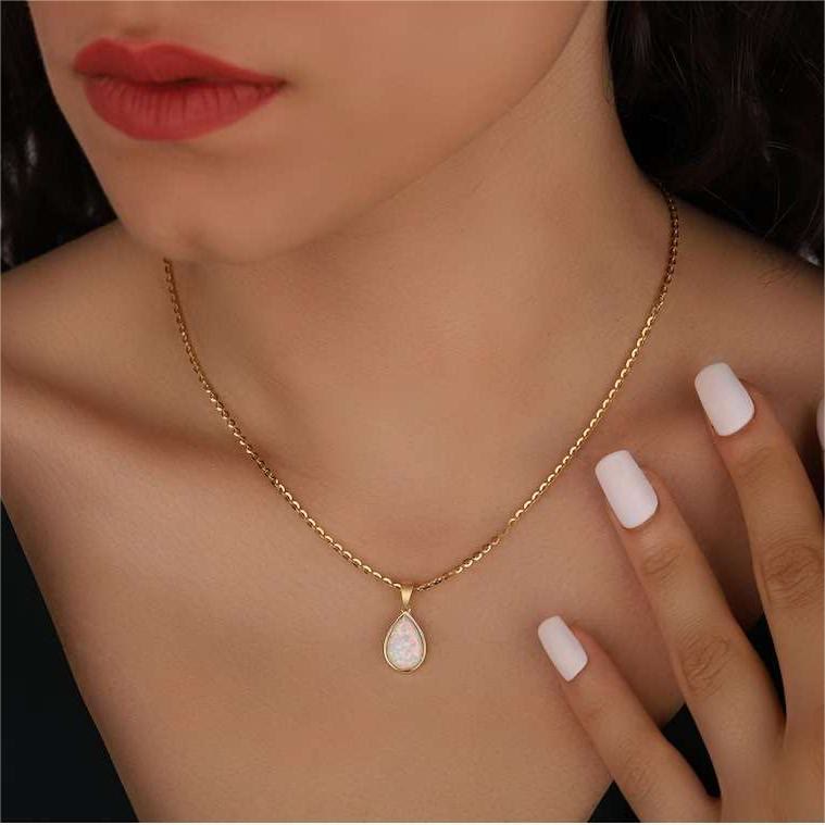 Opal Steen Ketting | Goud