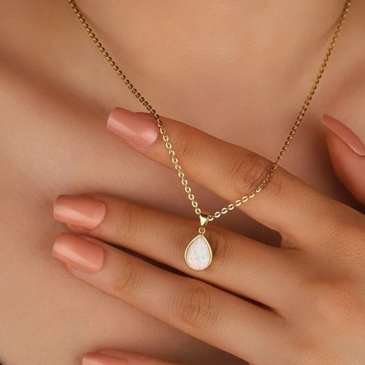Opal Steen Ketting | Goud