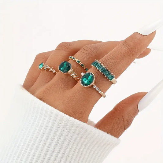 Zarina Exquisite Emerald Ringenset | Goud