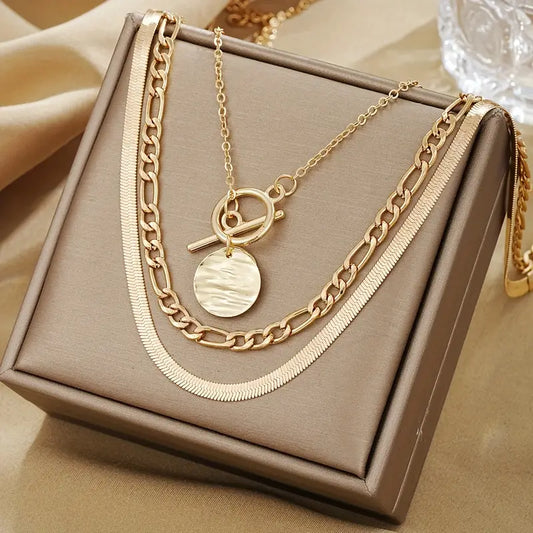 Savira Gelaagde Ketting met Munthanger | Goud