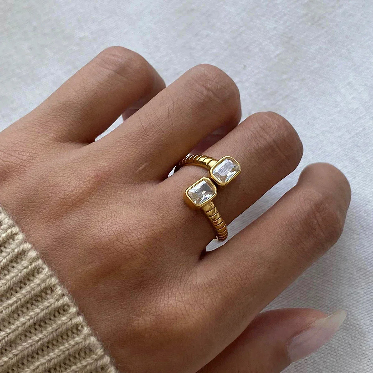 Verstelbare Zirkonia Ring | Goud