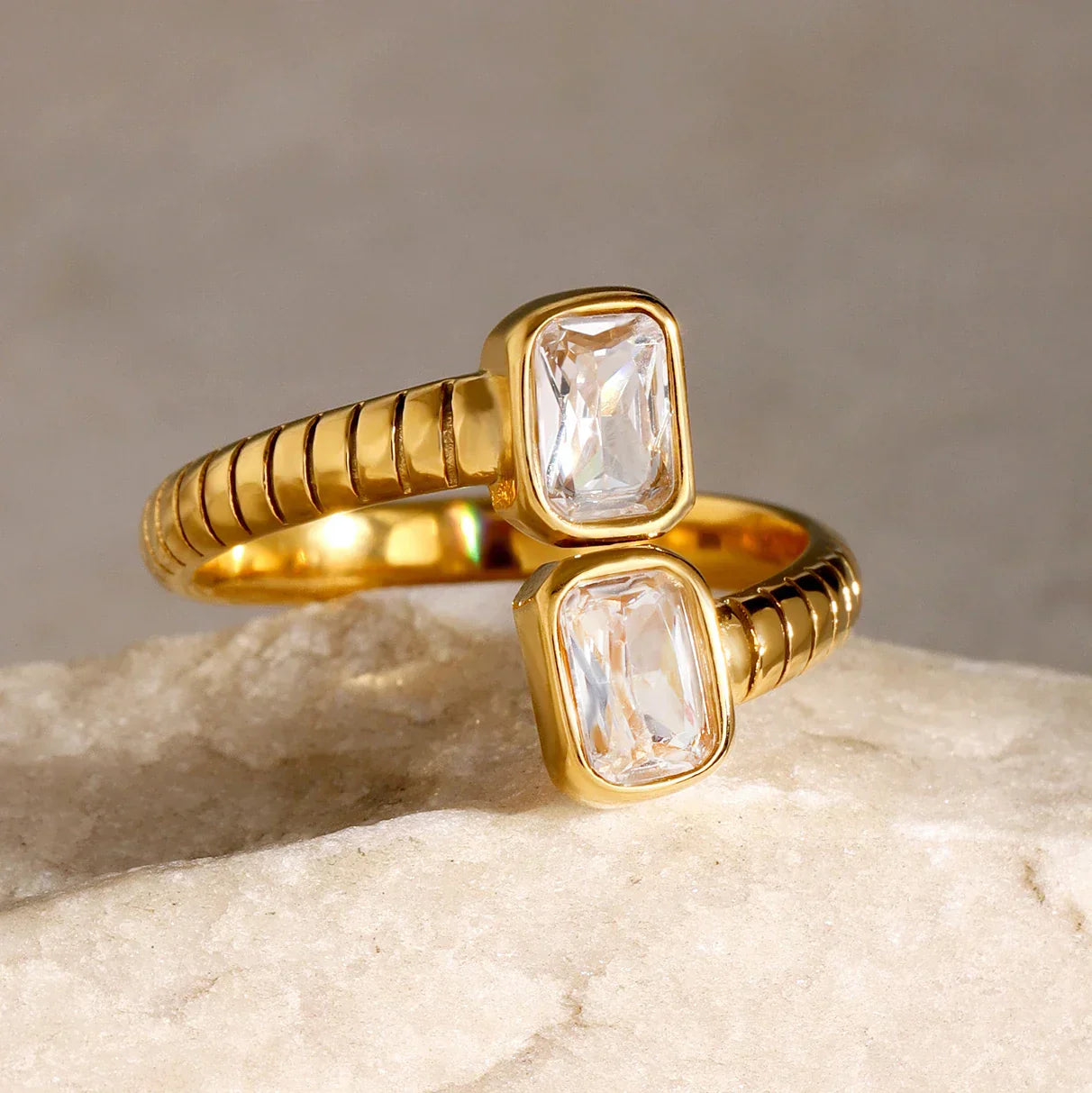 Verstelbare Zirkonia Ring | Goud