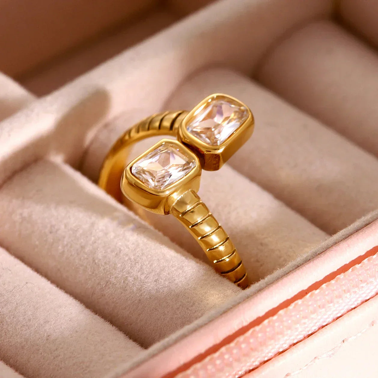 Verstelbare Zirkonia Ring | Goud