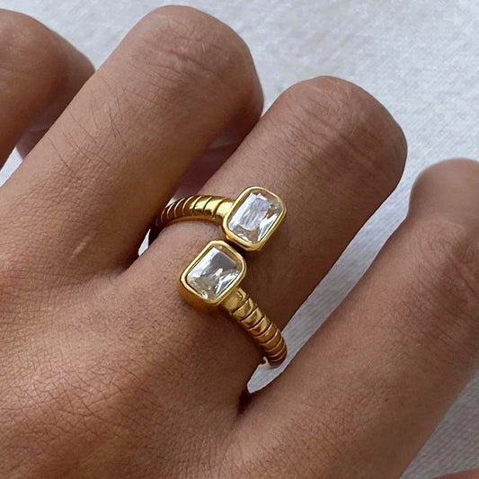 Verstelbare Zirkonia Ring | Goud