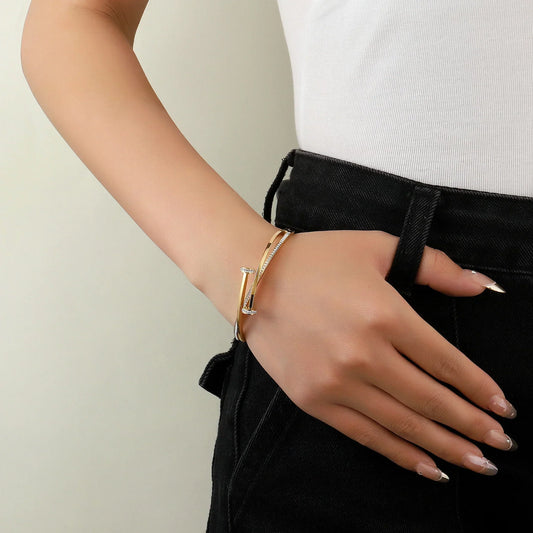 Spjikerarmband Zirkonia | Goud