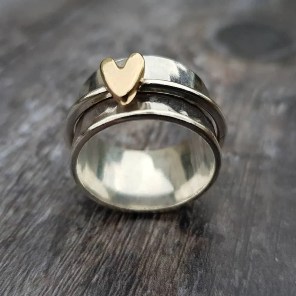 Mely – Zilveren Ring met Gouden Hart