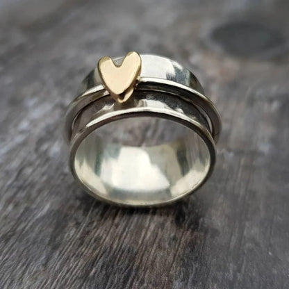 Mely – Zilveren Ring met Gouden Hart