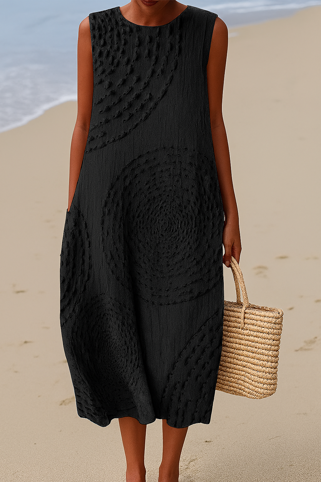 Sofie| Mouwloze midijurk – Eenvoudige elegantie voor zomerse dagen
