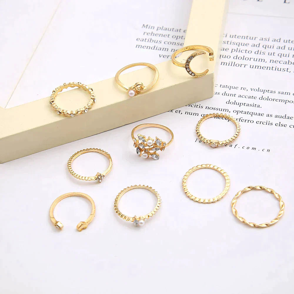 Bohemian Ringen Set (10-delig) | Goud