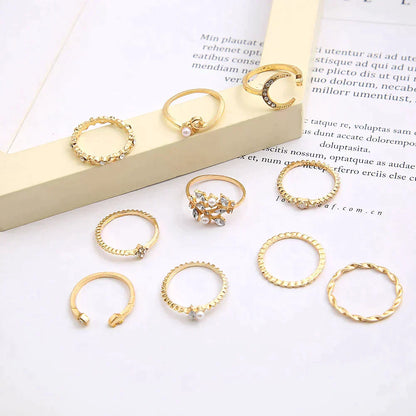 Bohemian Ringen Set (10-delig) | Goud
