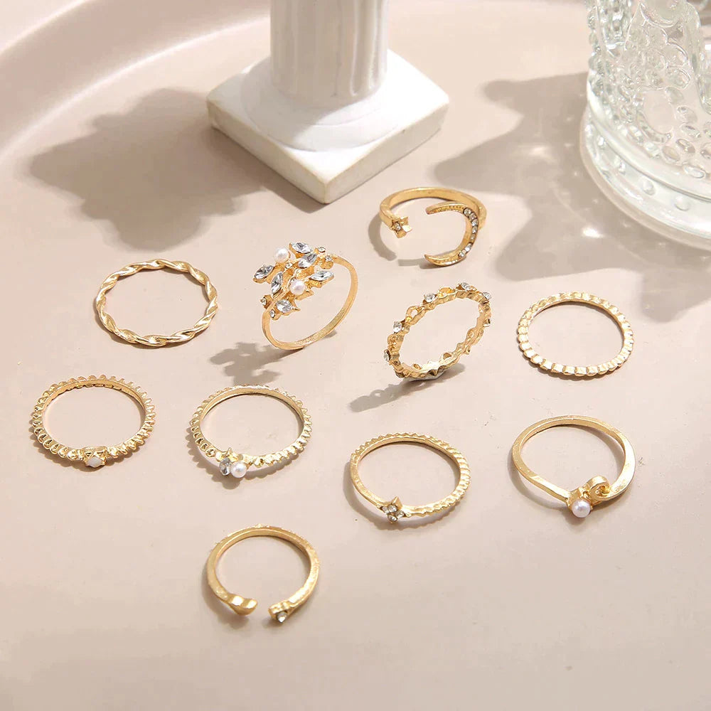 Bohemian Ringen Set (10-delig) | Goud