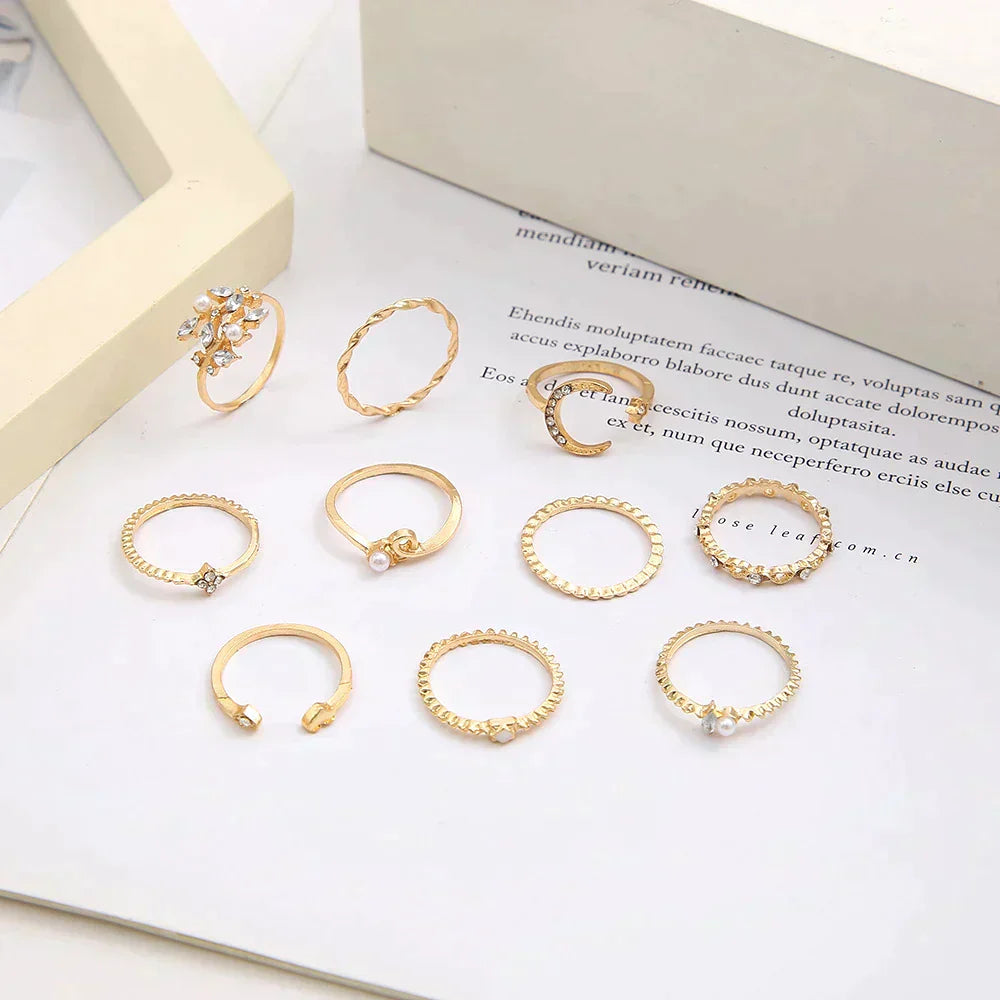 Bohemian Ringen Set (10-delig) | Goud