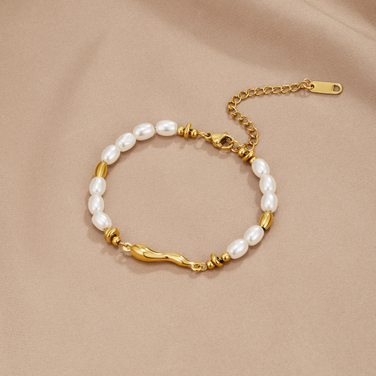 Lov Zoetwaterparel Armband | Goud