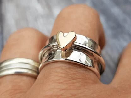 Mely – Zilveren Ring met Gouden Hart