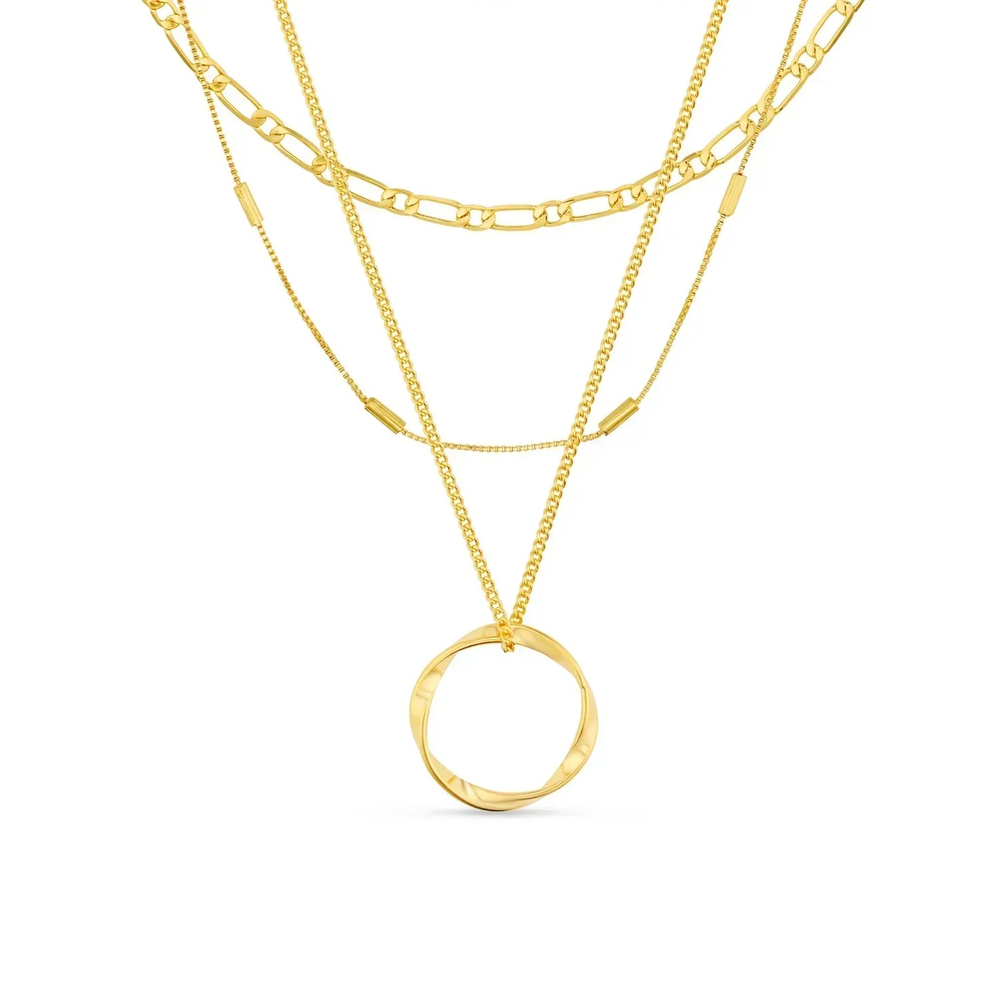 Open Circle Drielagige Gouden Ketting