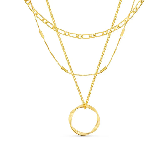 Open Circle Drielagige Gouden Ketting