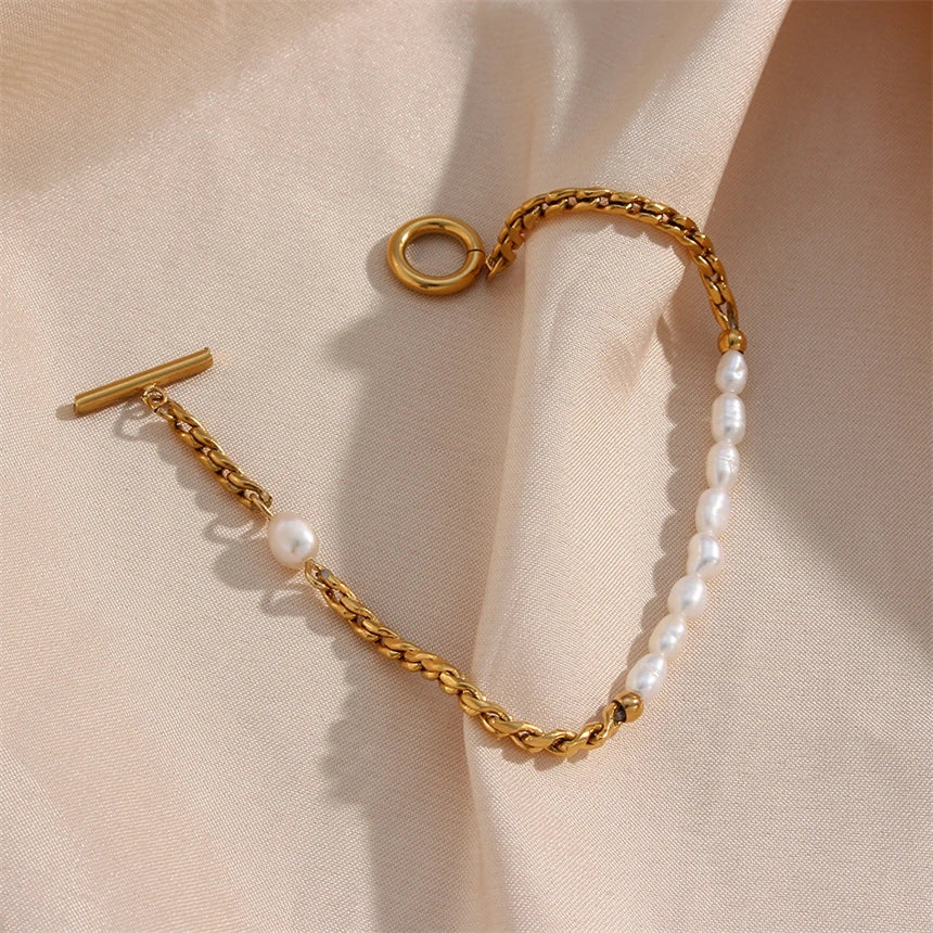 Parel armband | Goud