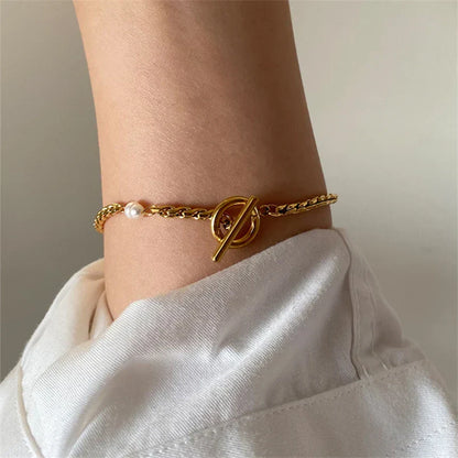 Parel armband | Goud