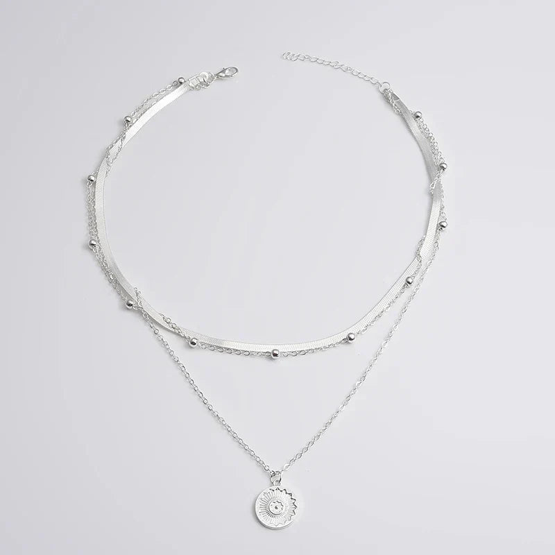 Zilveren Trendy Ketting Drielagige