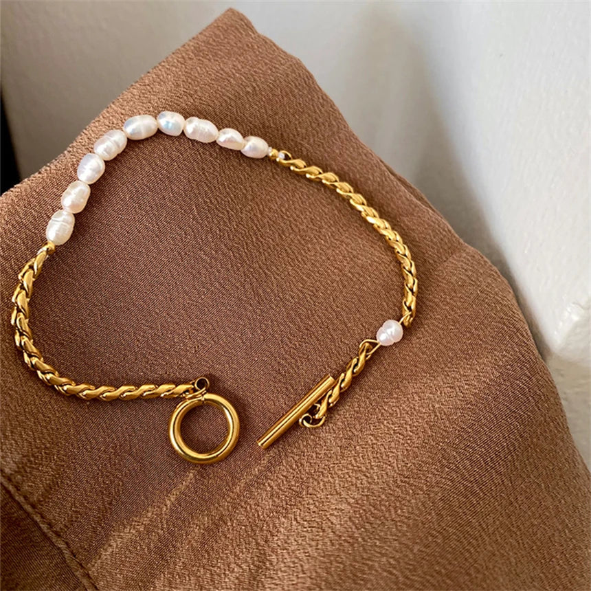 Parel armband | Goud