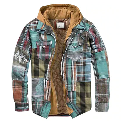 Milan | Geruite patchwork jas met capuchon