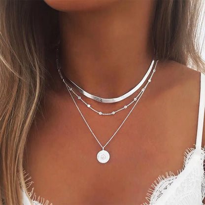 Zilveren Trendy Ketting Drielagige