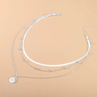 Zilveren Trendy Ketting Drielagige
