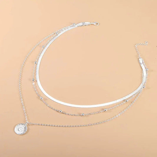 Zilveren Trendy Ketting Drielagige