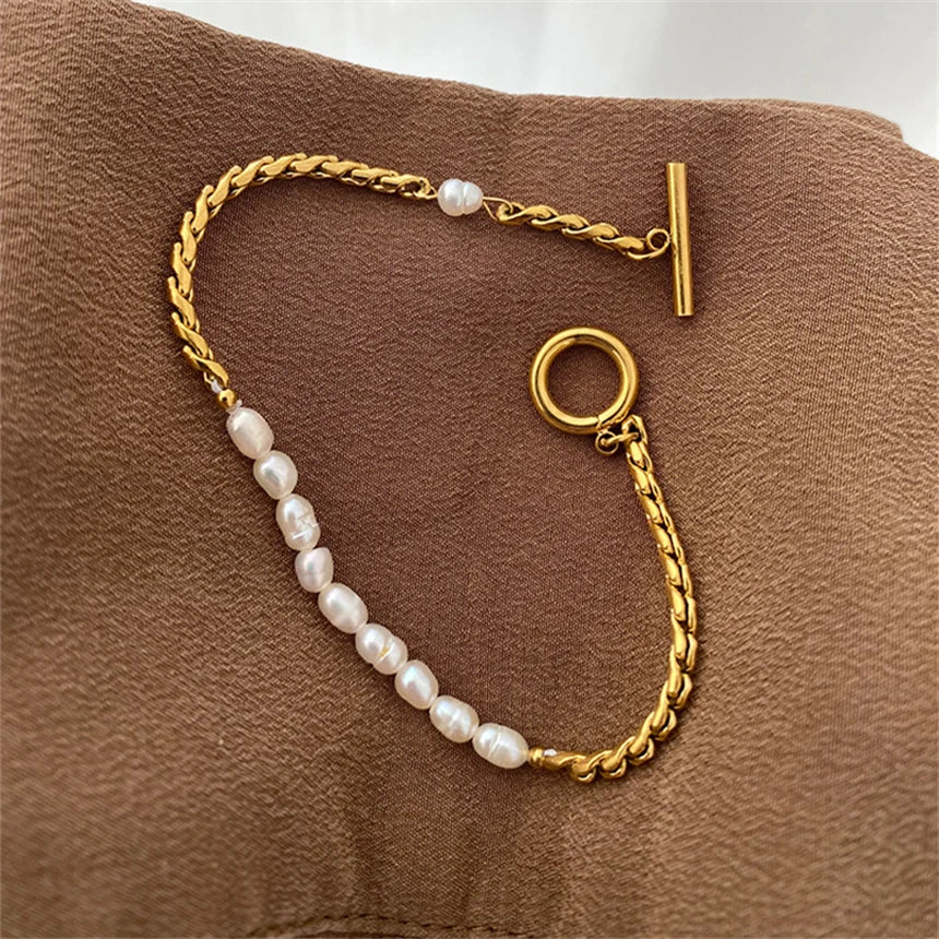 Parel armband | Goud