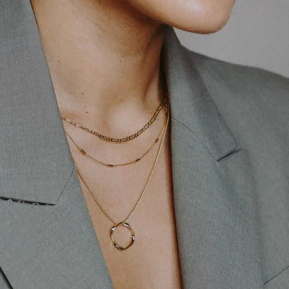 Open Circle Drielagige Gouden Ketting