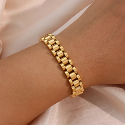 Verstelbare schakelarmband | Goud