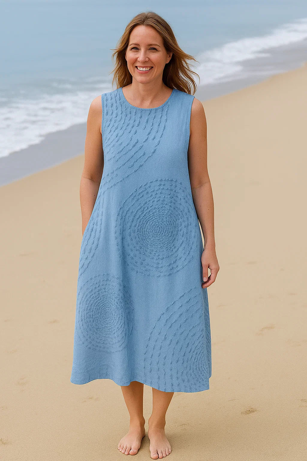 Sofie| Mouwloze midijurk – Eenvoudige elegantie voor zomerse dagen