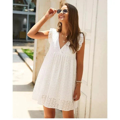 Emily™ Kanten witte Ibiza jurk