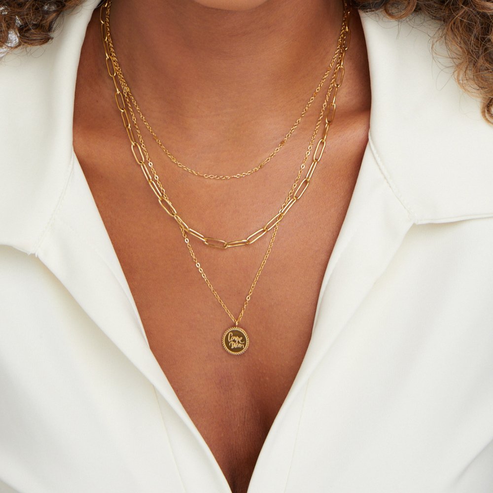 Janie Coin Drielagen Ketting