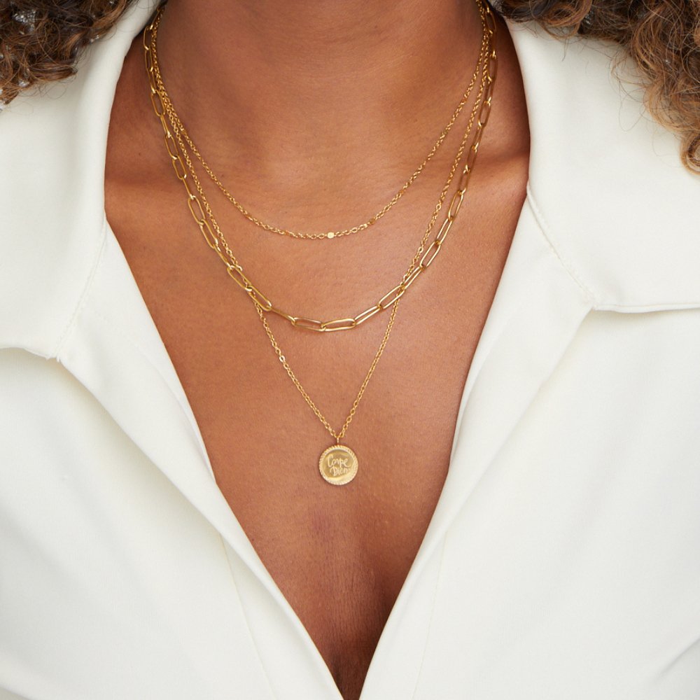 Janie Coin Drielagen Ketting