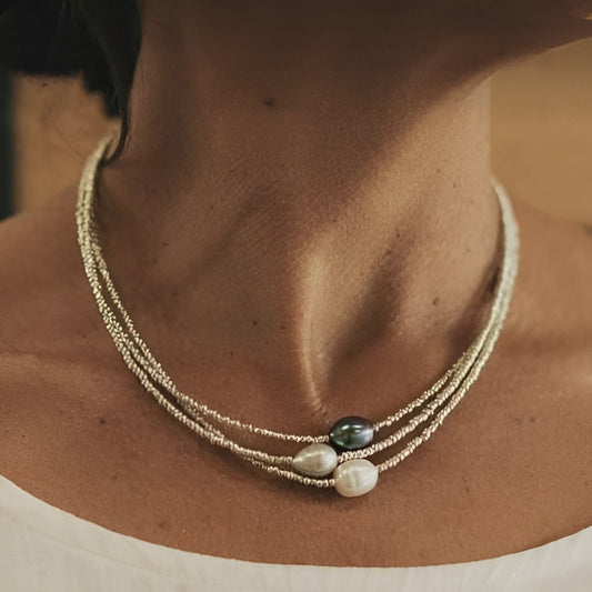 Vintage Zoetwaterparel Ketting | Goud