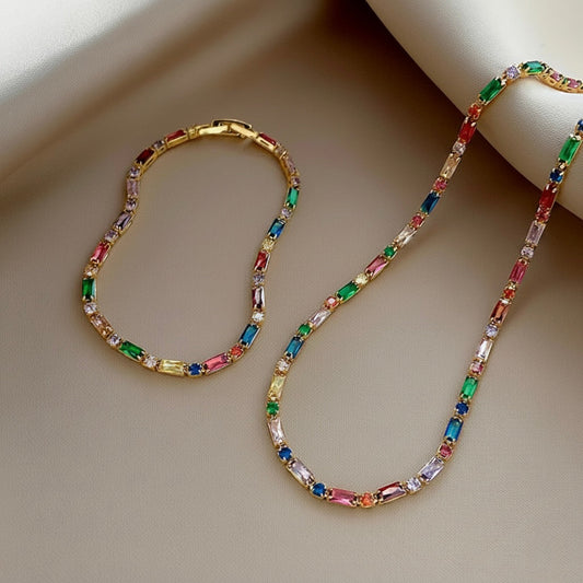 Kleurrijk Kristal Ketting & Armband Set