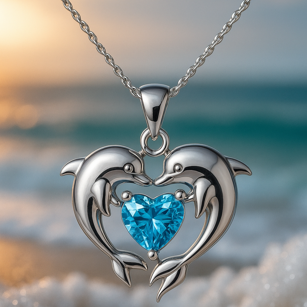 Dubbele Zilveren Dolfijn Love Ketting