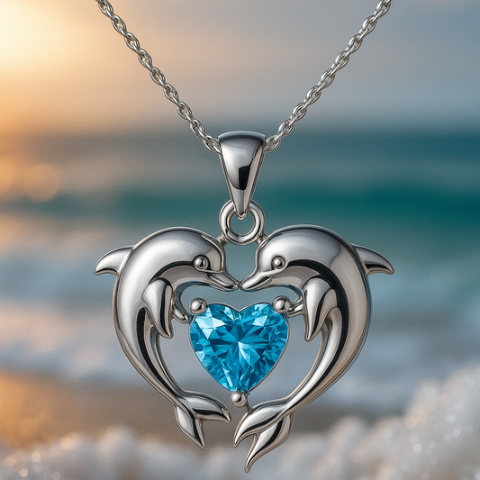 Dubbele Zilveren Dolfijn Love Ketting