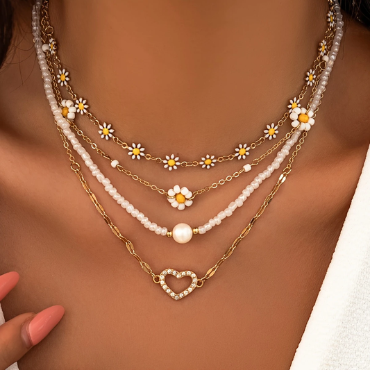 Gelaagde Madelief Ketting | Goud