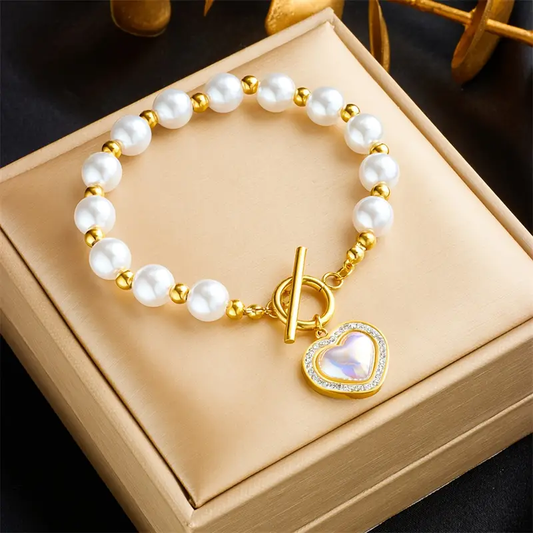 Armband met Parel Hart | Goud