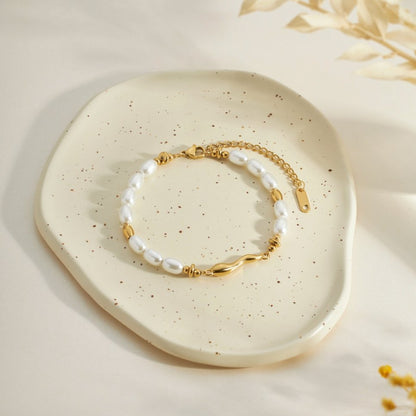 Lov Zoetwaterparel Armband | Goud