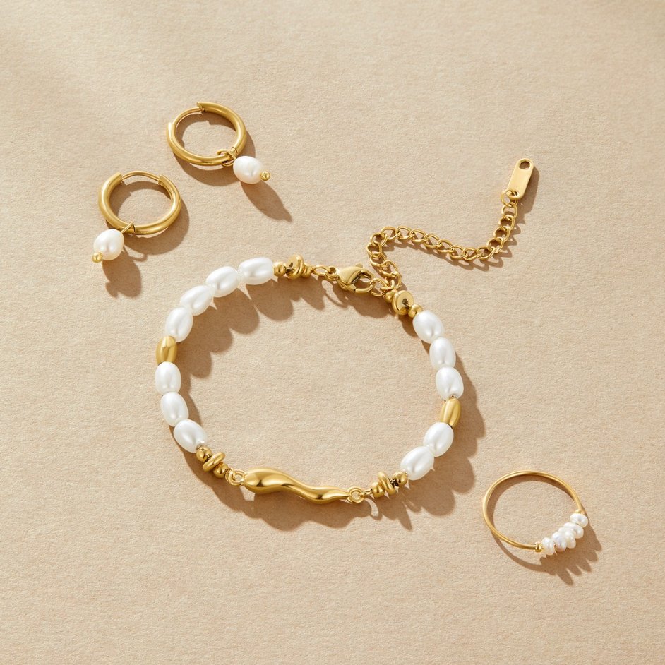 Lov Zoetwaterparel Armband | Goud