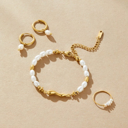 Lov Zoetwaterparel Armband | Goud
