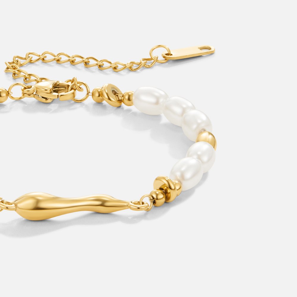 Lov Zoetwaterparel Armband | Goud