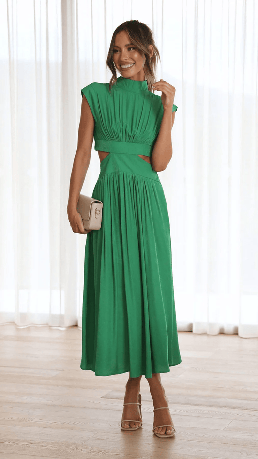 Quincy | Midi-jurk met Cut-Out en Zakken