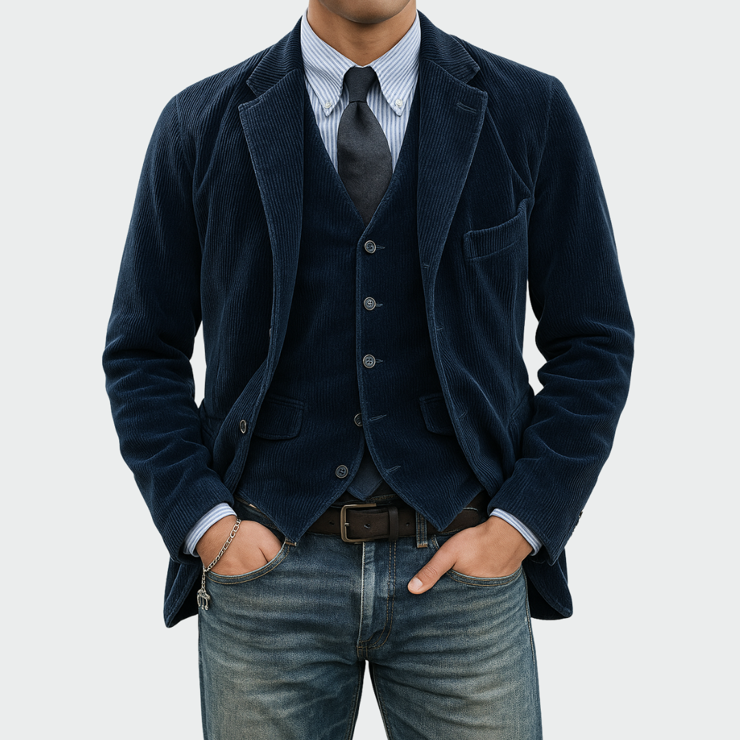 Henck | 2-delige set: Blazer en Gilet van Fluweel