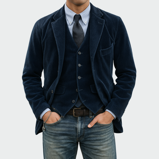 Henck | 2-delige set: Blazer en Gilet van Fluweel