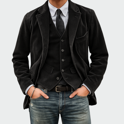 Henck | 2-delige set: Blazer en Gilet van Fluweel