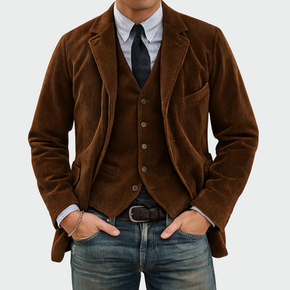 Henck | 2-delige set: Blazer en Gilet van Fluweel